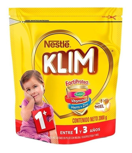 Imagen 1 de 1 de Leche de fórmula  en polvo  Nestlé Klim 1+ sabor miel  en bolsa de 2kg - 12 meses 3 años