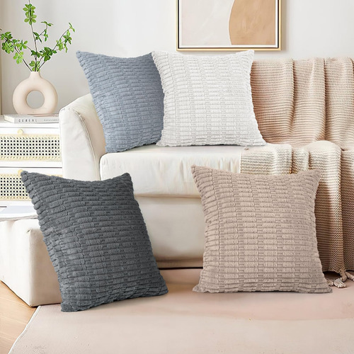 Almohada (4 Pcs), 45x45cm Cremallera Invisible Fundas De