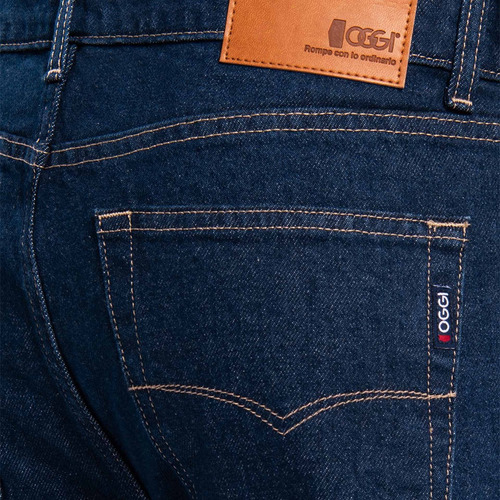 Jeans Oggi Hombre Relaxed Azul Oscuro Mezclilla