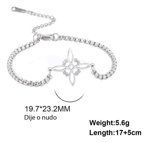 Pulsera Nudo De La Bruja Protección Y Estilo Aceroinoxidable Nudo Celta Plateado 6 Cm 17 Cm