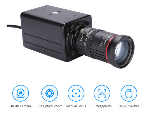 Cámara Web Webcam Usb Zoom Cámara Óptica 10x Manual Hd