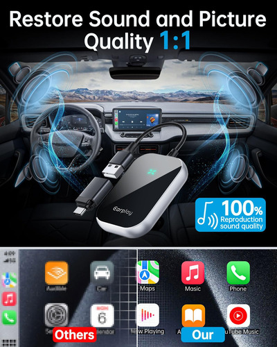 Inalámbrico Carplay Wireless Para iPhone Android Plug&play