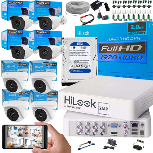Kit 1080 Hikvision Hilook Dvr 8ch + 8 Camaras 1080p + D.d 1t