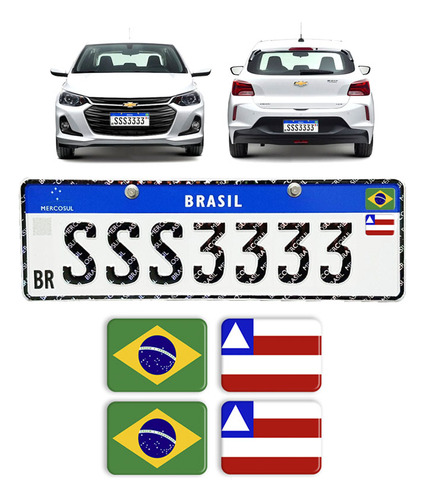 Adesivos Bandeiras Brasil E Bahia Placa Nova Carro Resinado