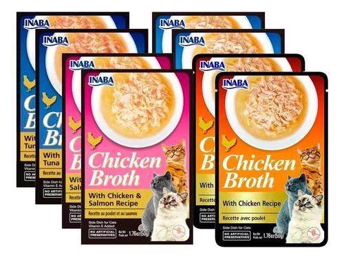 Inaba Churu Broth Pouch Gatos Mix Sabores Pack 8 Unidades