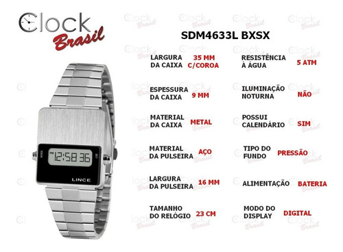 Imagem 7 de 9 de Relógio Lince Feminino Digital Sdm4633l Bxsx