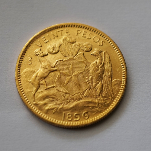 20 Pesos - 1896- Chile - Moneda De Oro 12gr