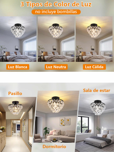 Lámpara Candelabro Techo Colgante Cristal E26 E27 Hermosa