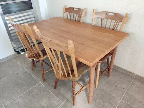 Conjunto Mesa Jantar Redonda 1,20m 4 Cadeiras Country Madeira