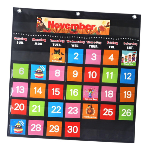 Calendario De Bolsillo Para El Aula, Gráfico De Negro