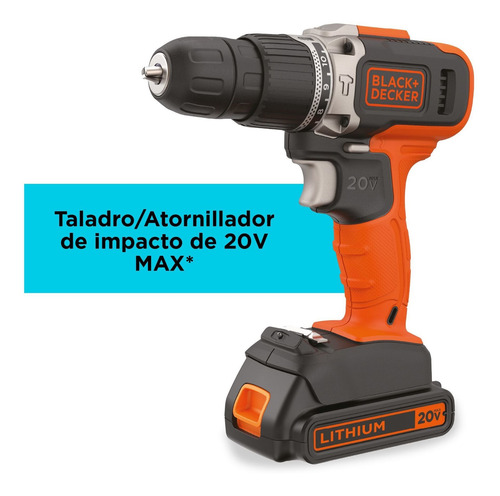 Imagen 2 de 12 de Rotomartillo 3/8'' 20v Max Black+decker Bcd704c1-b3