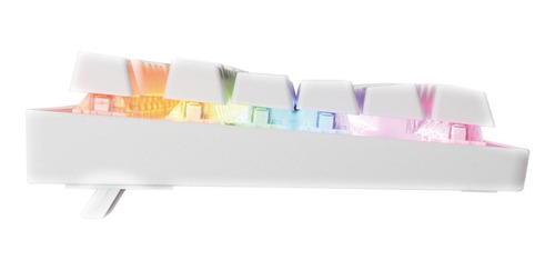Imagem 3 de 4 de Teclado gamer OEX Wolf TC605 QWERTY Outemu Brown português Brasil cor branco com luz rainbow