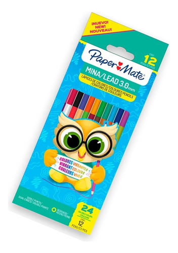 Paper Mate 12 Lápices De Colores Redondo Doble Punta