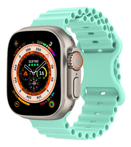 Correa Para Apple Watch Ultra Silicon Series Se/8/7/6/5/4/3 Color Turquesa