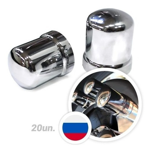 Imagem 2 de 3 de Kit 40 Pcs Capas Porca Cromada Russa 32 / 33 Mm Capas Russa