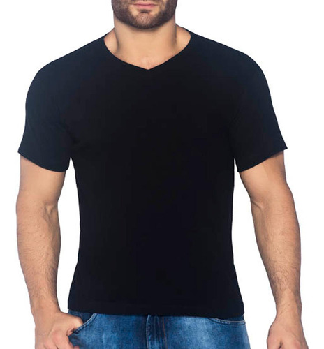 Camiseta Cuello V Negro Para Hombre Croydon