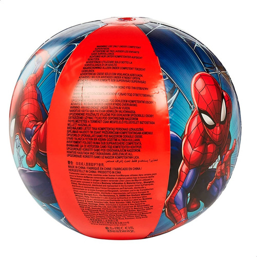 Imagen 2 de 9 de Pelota De Playa Spiderman Inflable Bestway - Rojo Y Azul