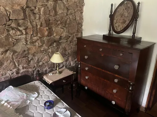 Comoda Antigua Con Espejo En Juego Marrón Oscuro (Usado)
