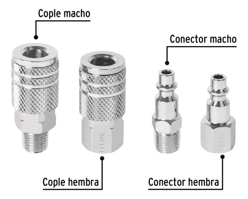 Juego Coples Y Conectores Para Compresor 1/4'' Pretul 27020