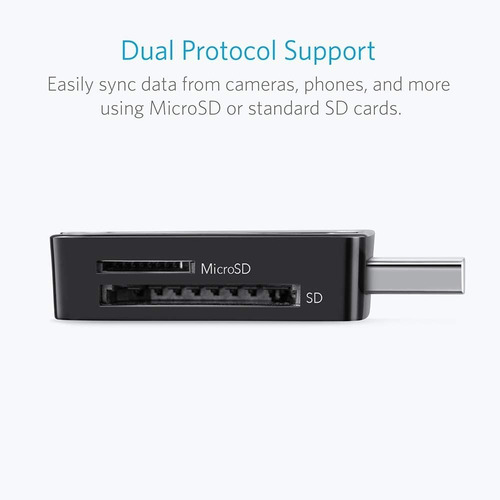 Leitor De Cartão Sd Anker 2 Em 1 Usb 3.0 Sdxc Sdhc Sd Mmc