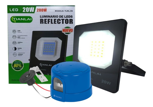 Reflector Led 20w 127v C/ Fotocelda 200w Exterior Sensor Luz