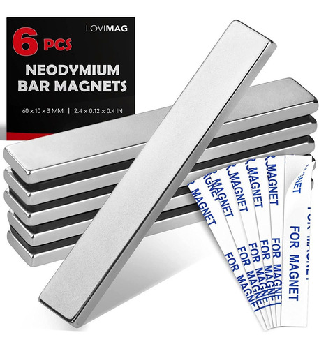 Imanes De Neodimio 60 X 10 X 3 Mm - Pack X 6 Unidades.