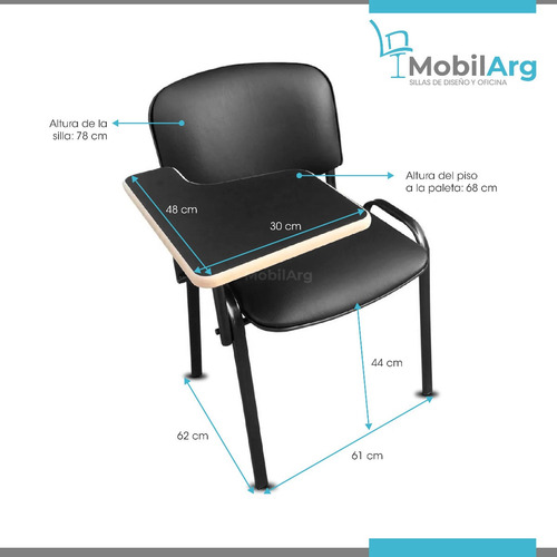 Imagen 4 de 8 de Silla Pupitre Universitaria Tapizada Ecocuero O Tela Alto Transito Pack X10 Unidades C/garantia - Cuotas