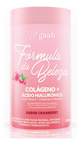 Fórmula Da Beleza Colágeno+ácido Hialurônico Cranberry Gaab 