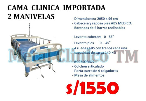 Cama Clínica Colchón Articulado Nuevo - Delivery.