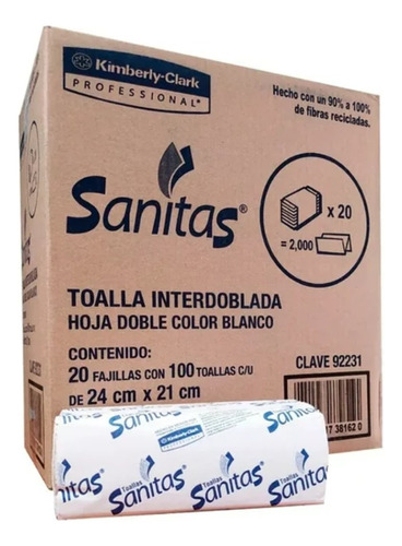 Sanitas Kimberly Clark, Caja Toalla Para Manos Interdoblada