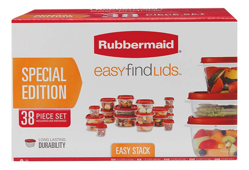 Rubbermaid 38 Piece Easy Find Lid Red Food Storage Set - Kit
