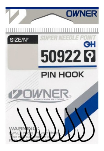 Anzol Competição Owner - Pin Hook - N°: 8 - 9 Unidades