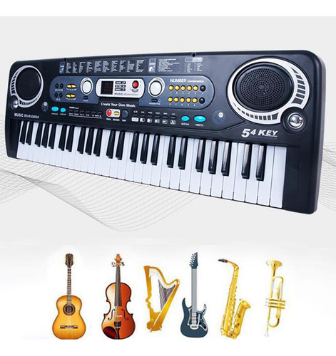 Piano De Teclado Electrónico Portátil De 54 Cable Usb