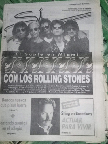 3 Suplemento Si * De Clarin * Los Rolling Stones * Año 1989