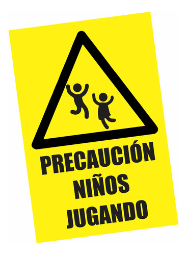 Cartel En En Pvc 3mm 20x30cm Precaución Niños Jugando 