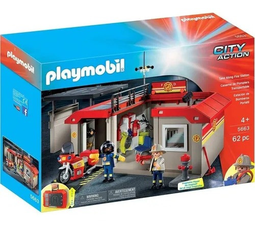 Playmobil 5663 Maletín Estación De Bomberos Original 