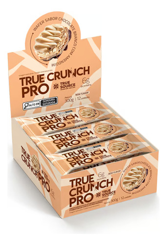 3 True Crunch Pro Cookies, Chocolate Meio Amargo E Amendoim