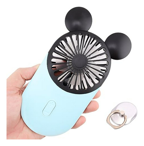 Ventilador Usb Recargable Cute Mouse Con Led, 3 Velocidades 