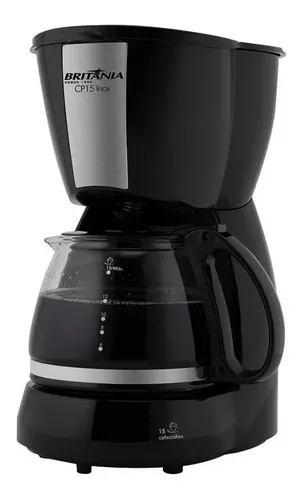 Cafeteira Britânia CP15 Vidro Preto com Inox