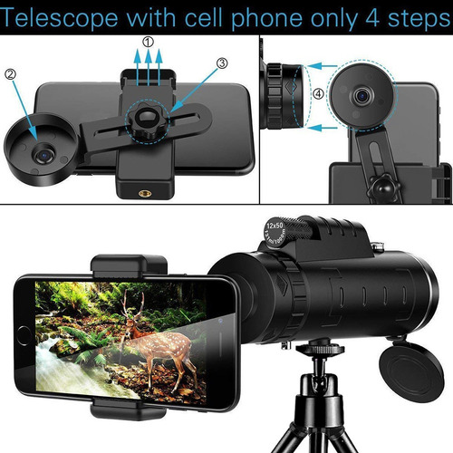 40x60 Zoom Óptico Hd Lente Monocular Telescopio+trípode Clip 