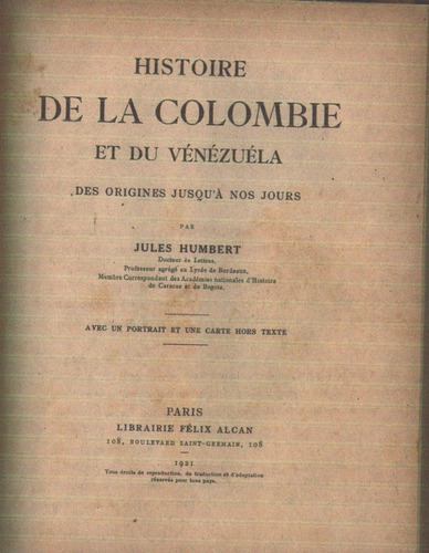 Libro Histoire De La Colombie Et Du Venezuela Jules Humbert