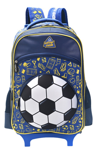 Mochila Carro Futbol Pelota Termoformada Skora Letsplay Azul