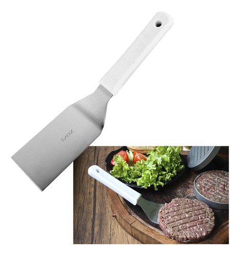 Espátula Reta Chapeiro Aço Inox Profissional Hamburger 27cm Cor Branco