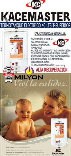 Imagen 9 de 9 de Termotanque Eléctrico 40 Lts Kacemaster Carga Inferior