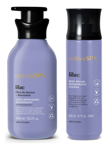 Kit Oboticário Nativa Spa Lilac Loção Corporal + Body Splash