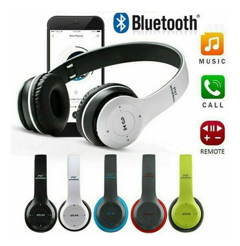 Auricular Bluetooth Vincha Recargable Inalambrico P47 Color Blanco