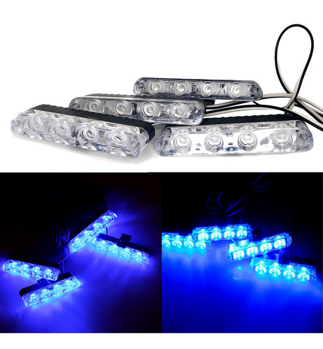 Baliza Flash Led De Parrilla Gran Potencia Lux 16 Leds Azul