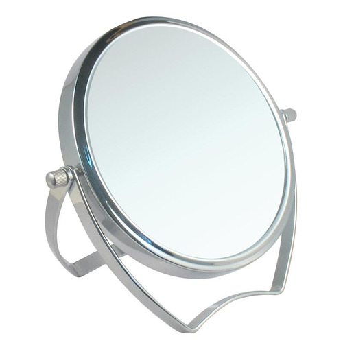 Espejo Para Maquillaje Metal Redondo Doble Faz 17cm 3x E7005