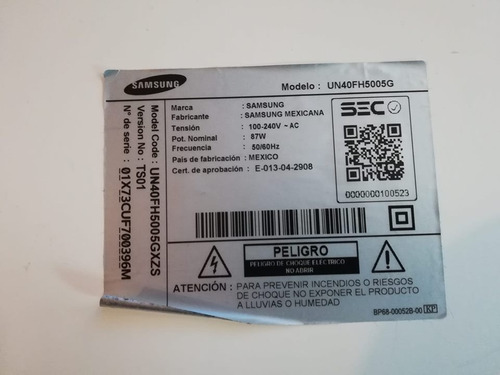 Placa Madre O Mainboard Para Televisor Samsung Un40fh5005g