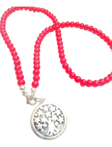 Collar Plata 925 Cristal Rojo Dije Arbol Coll125 Reina 